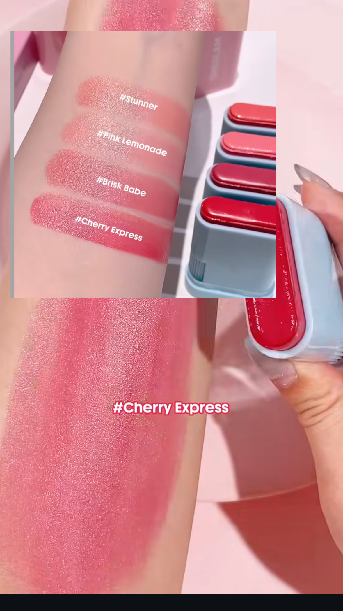 تست های واقعی  رنگ‌های رژگونه روی دست